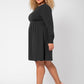 Vestido Lara Fit and Flare de manga comprida feminino Leota (curvo) preto