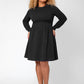 Vestido Lara Fit and Flare de manga comprida feminino Leota (curvo) preto