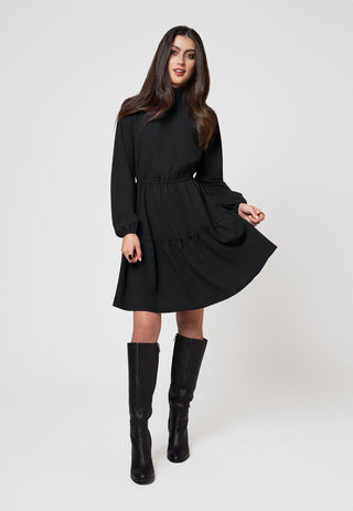 Vestido de malha boho verde oliva com manga comprida Leota feminino, tamanho preto