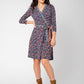 Vestido envelope perfeito com manga 3/4 feminino Leota azul