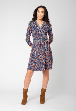 Vestido envelope perfeito com manga 3/4 feminino Leota azul
