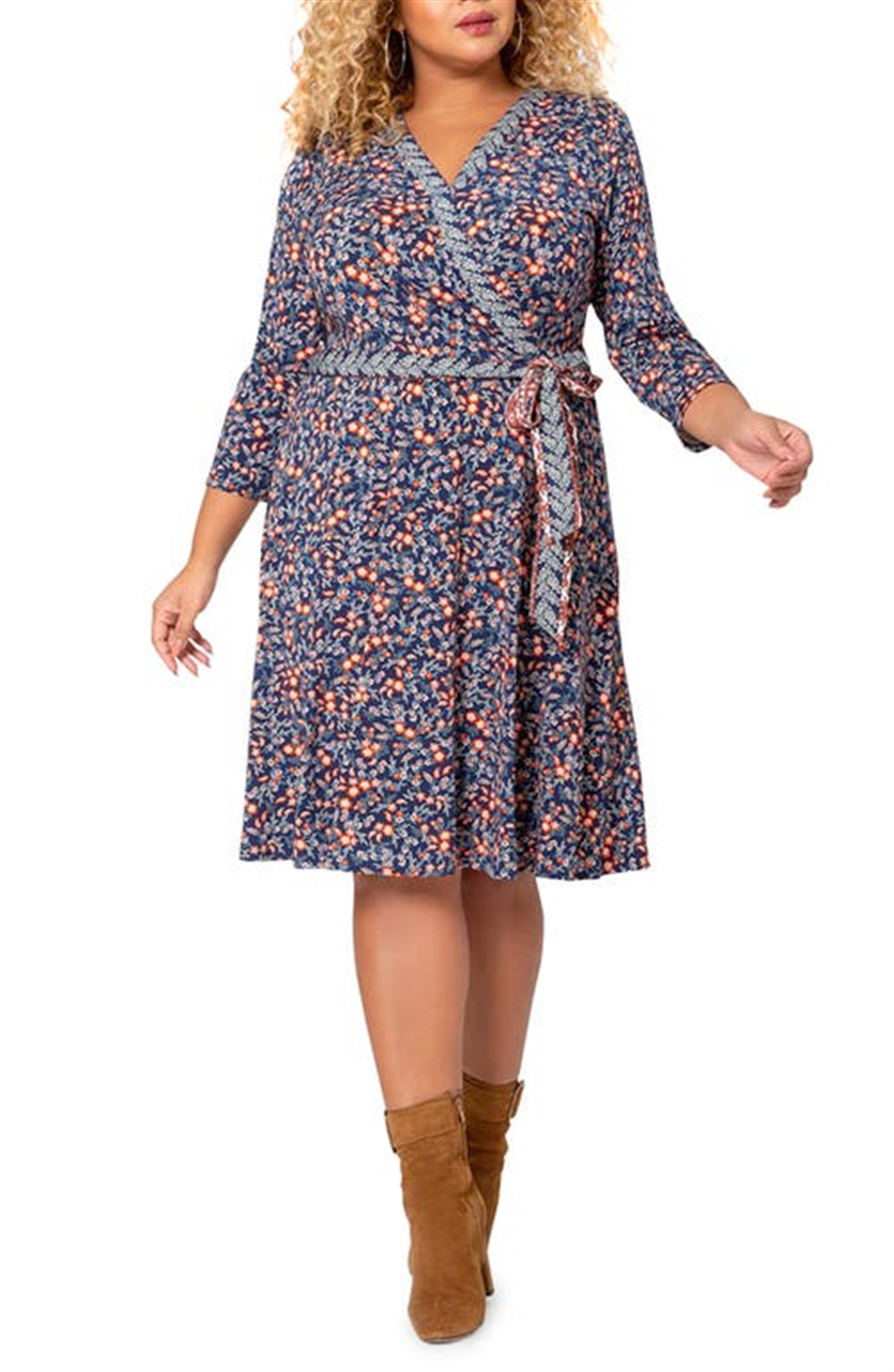 Vestido envelope falso perfeito para mulheres Leota, azul, tamanho 2X