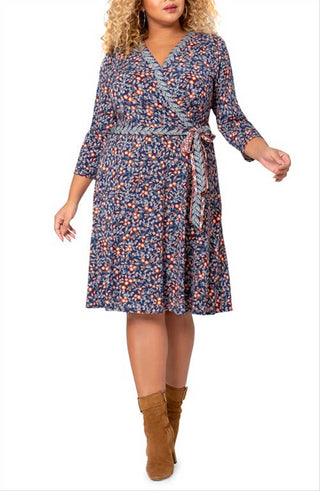 Vestido envelope falso perfeito para mulheres Leota, azul, tamanho 2X