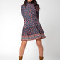 Vestido de malha boho verde oliva com manga comprida Leota feminino, azul