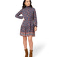 Vestido de malha boho verde oliva com manga comprida Leota feminino, azul