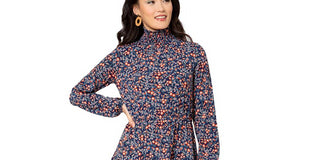 Vestido de malha boho verde oliva com manga comprida Leota feminino, azul