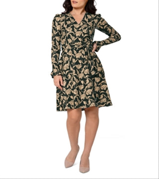 Vestido envelope falso Rosalia da Leota para mulheres, preto, tamanho extragrande