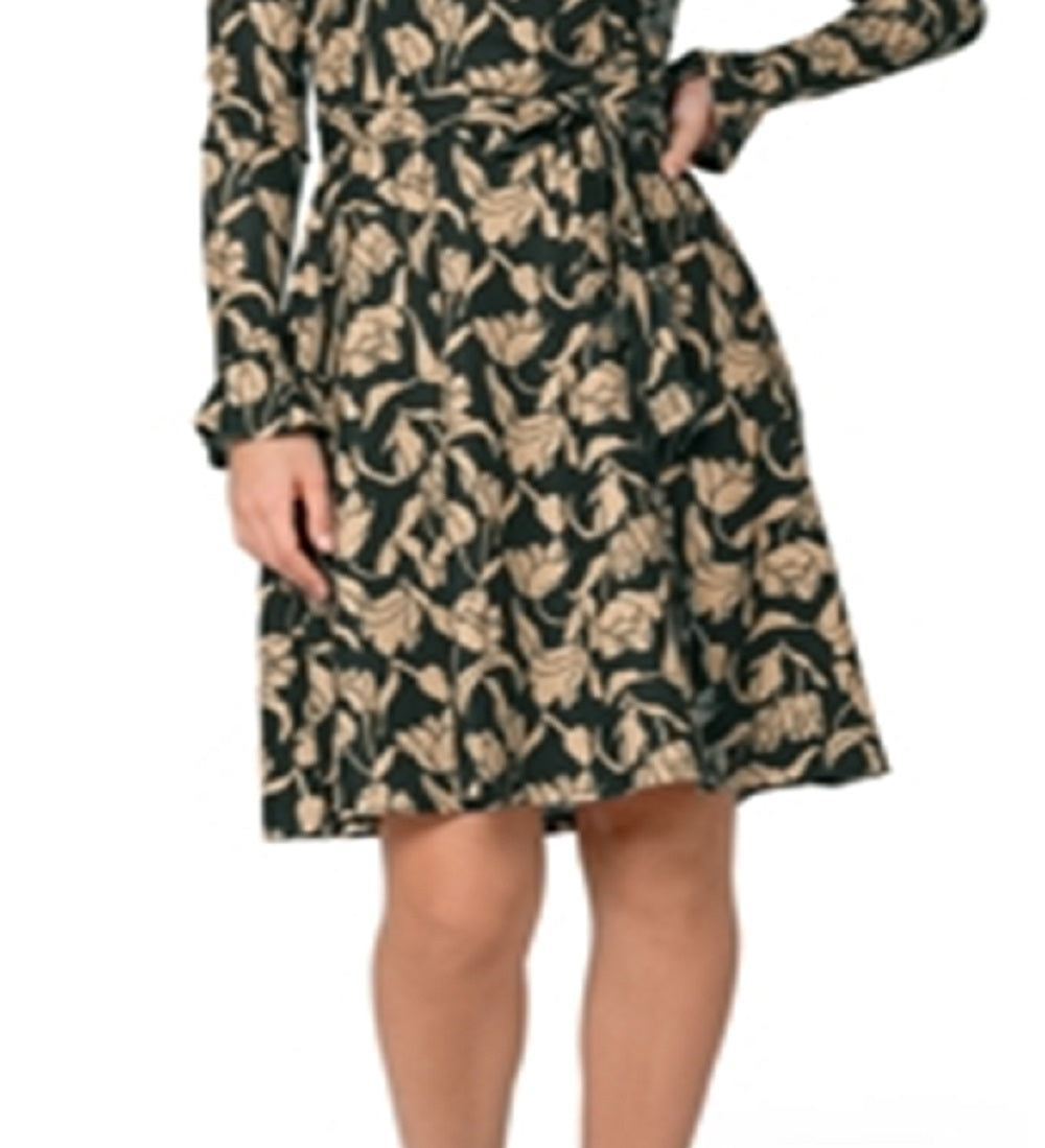 Vestido envelope falso Rosalia da Leota para mulheres, preto, tamanho extragrande