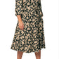 Vestido midi com manga balão floral Iman da Leota para mulheres, marrom