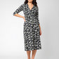 Vestido midi envelope Amiya manga 3/4 feminino Leota cinza