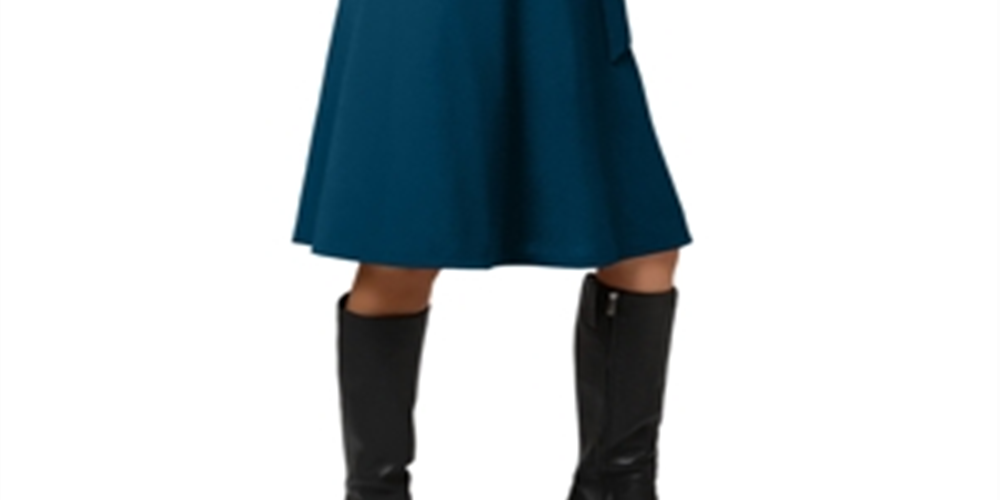 Vestido feminino Leota com manga bufante e estampa de envelope falso, azul, tamanho pequeno