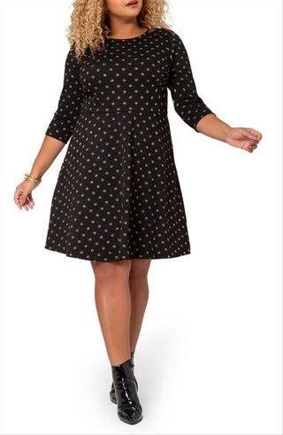 Vestido feminino Leota Katherine com estampa metálica, preto, tamanho 1X