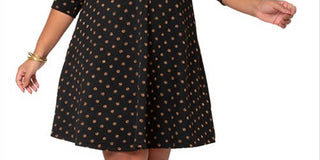 Vestido feminino Leota Katherine com estampa metálica, preto, tamanho 1X