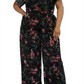 Macacão feminino Leota com estampa floral Ruby e veludo elástico, verde, tamanho 2X
