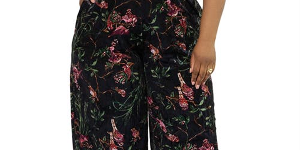 Macacão feminino Leota com estampa floral Ruby e veludo elástico, verde, tamanho 2X