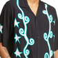 Camisa de acampamento de manga curta Pleasures Swirl com botões, preta, tamanho grande