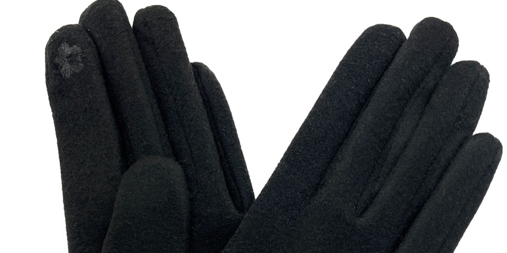 Luva de tela sensível ao toque Marcus Adler Bow Ultra Cozy Jersey feminina, preta, tamanho regular