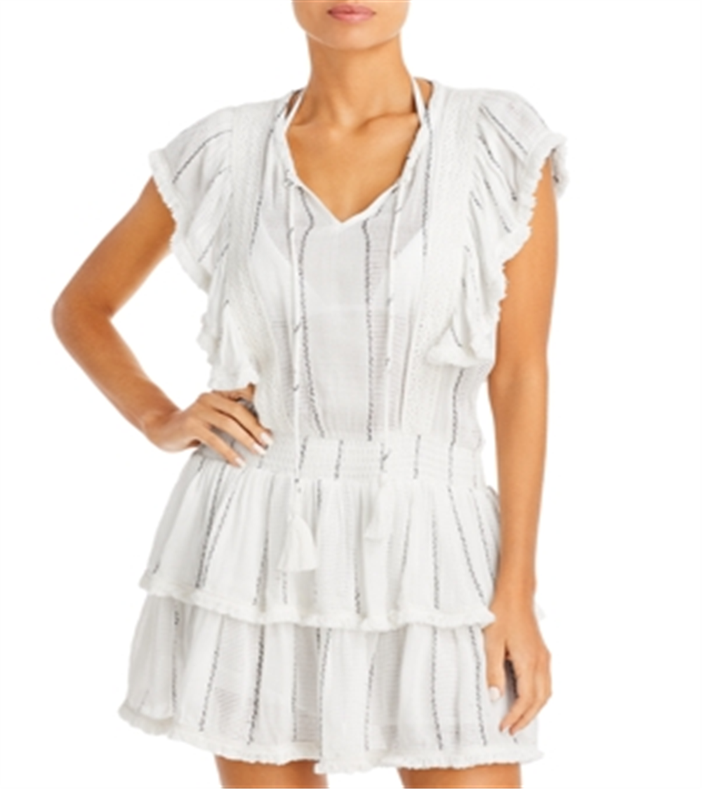 Surf Gypsy Feminino Franja Acabamento Babados Saída de Banho Maiô Branco Tamanho P