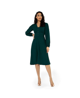 Vestido midi Leota feminino Marcy Fit and Flare verde tamanho pequeno