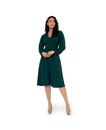 Vestido midi Leota feminino Marcy Fit and Flare verde tamanho pequeno