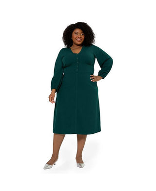 Vestido midi de manga comprida Francesca da Leota Feminino, verde, tamanho 1X
