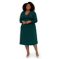 Vestido midi de manga comprida Francesca da Leota Feminino, verde, tamanho 1X