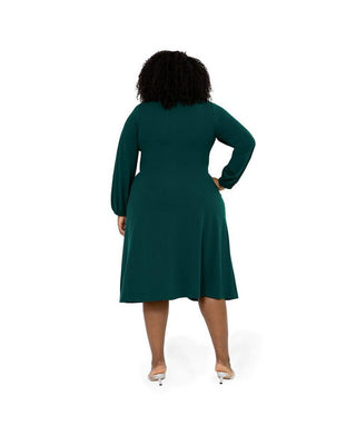 Vestido midi de manga comprida Francesca da Leota Feminino, verde, tamanho 1X