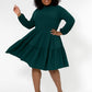 Vestido feminino Leota de manga comprida em jersey boho verde-oliva com camadas (curvo) verde