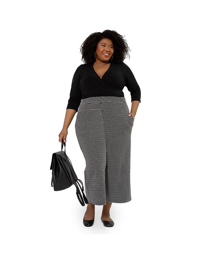 Calças Leota Judy Check Femininas Pretas Tamanho 3X