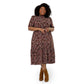 Vestido feminino Leota Mirand com estampa de gola falsa, vermelho, tamanho 1X
