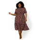 Vestido feminino Leota Mirand com estampa de gola falsa, vermelho, tamanho 1X