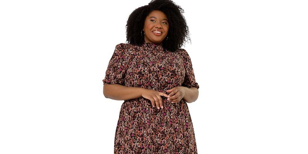 Vestido feminino Leota Mirand com estampa de gola falsa, vermelho