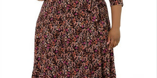Vestido envelope falso floral perfeito para mulheres Leota, vermelho, tamanho 2X