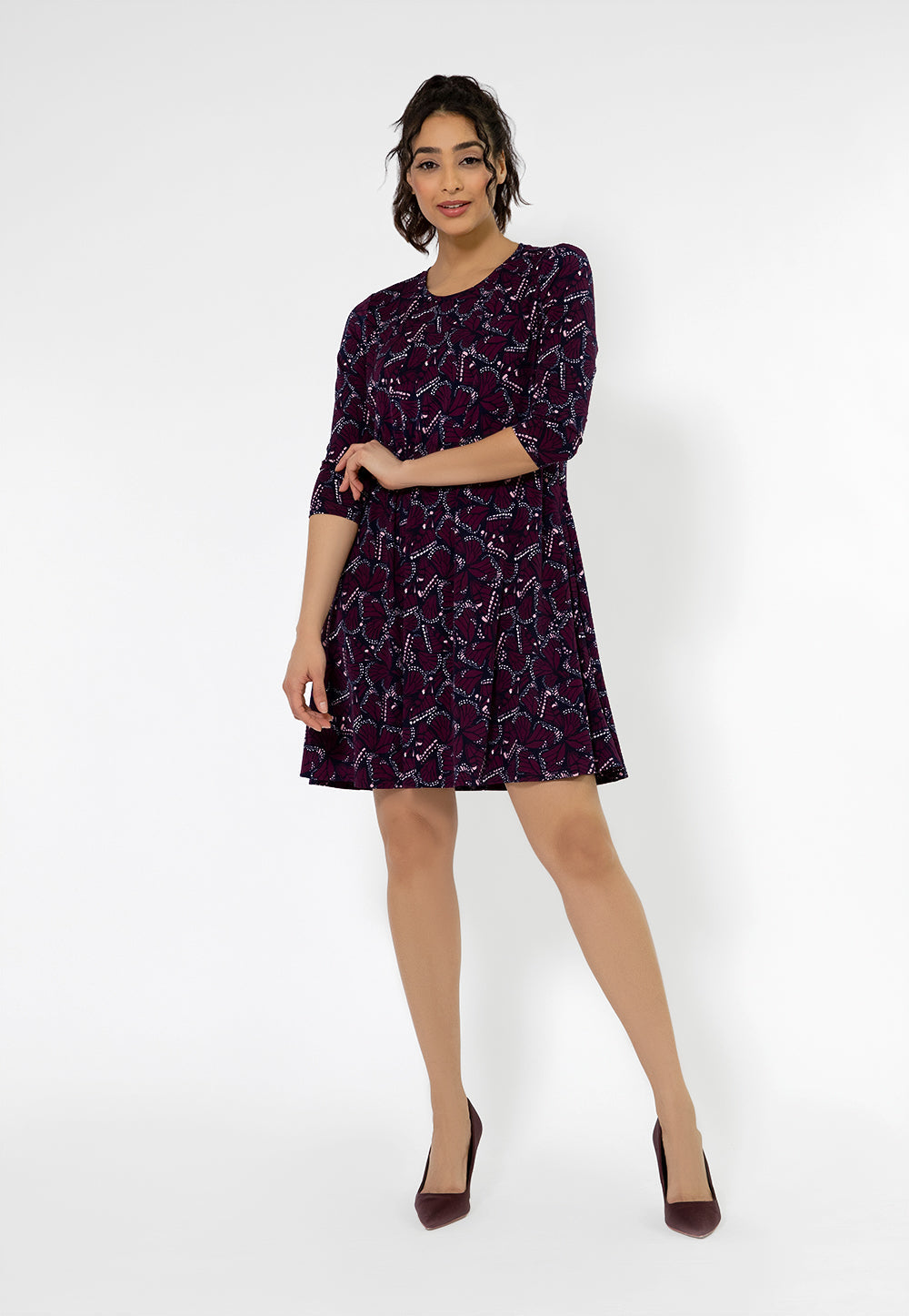 Vestido Melanie Manga 3/4 Leota Feminino Roxo