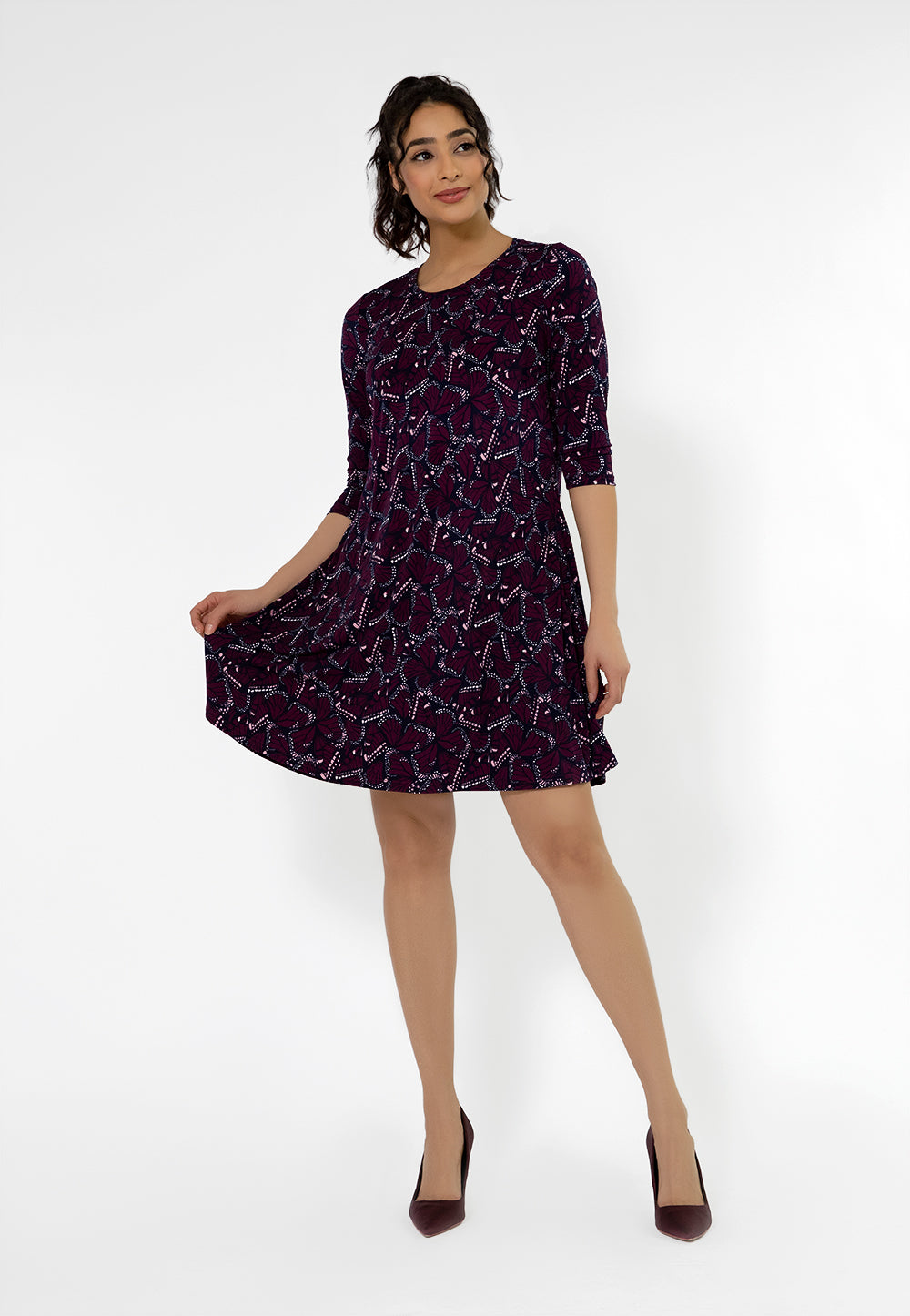 Vestido Melanie Manga 3/4 Leota Feminino Roxo