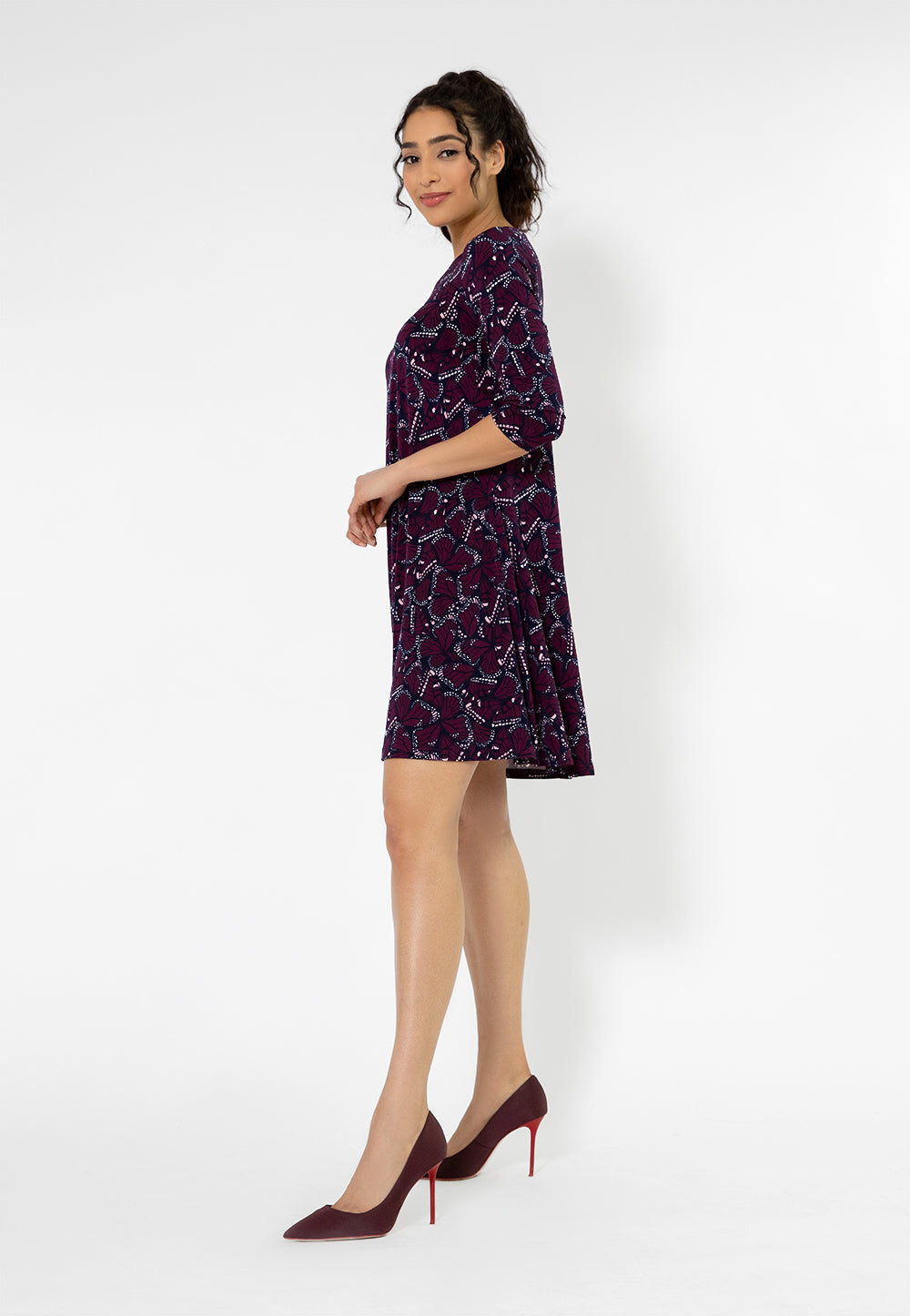 Vestido Melanie Manga 3/4 Leota Feminino Roxo