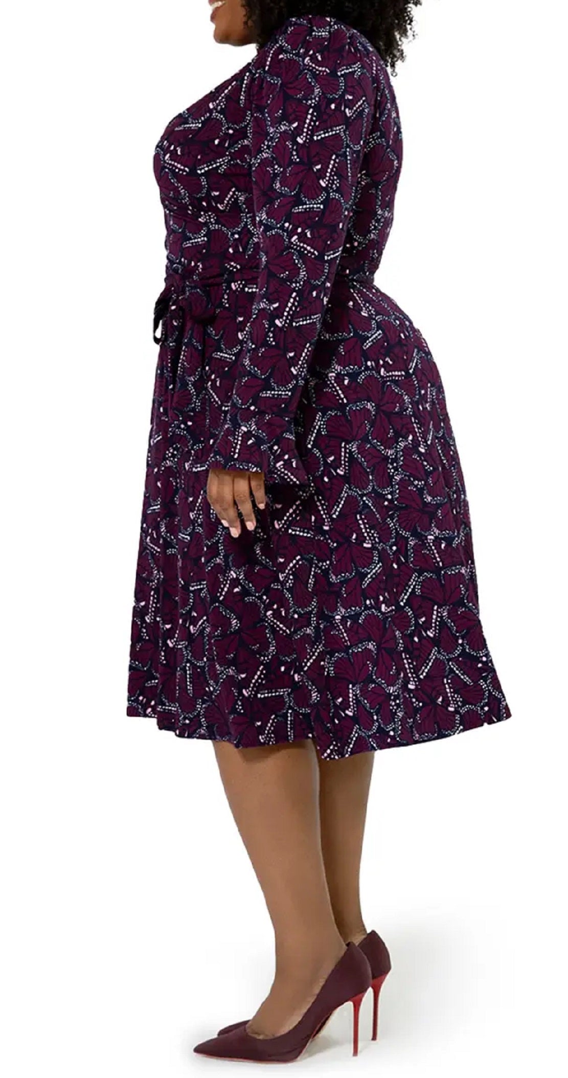 Vestido envelope feminino Leota Rosalia com manga bufante, roxo, tamanho 3X