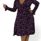 Vestido envelope feminino Leota Rosalia com manga bufante, roxo, tamanho 3X