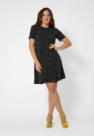 Vestido curto feminino Leota Serenity Swing, preto