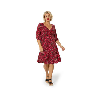 Vestido Becca com manga bufante e coração Leota feminino, tamanho 1X, vermelho