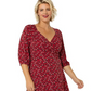 Vestido Becca com manga bufante e coração Leota feminino, tamanho 1X, vermelho