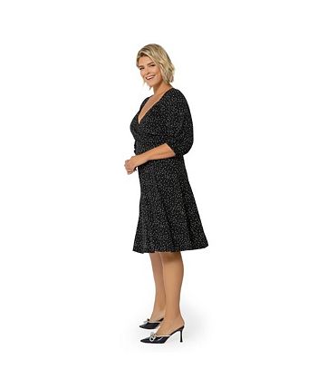 Vestido Becca com manga bufante e coração Leota feminino, preto, tamanho 2X