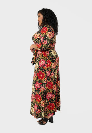 Vestido longo feminino Leota Perfect Wrap vermelho tamanho 2X