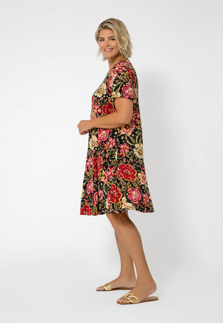 Vestido curto feminino Leota Serenity Swing (curvo) Multi