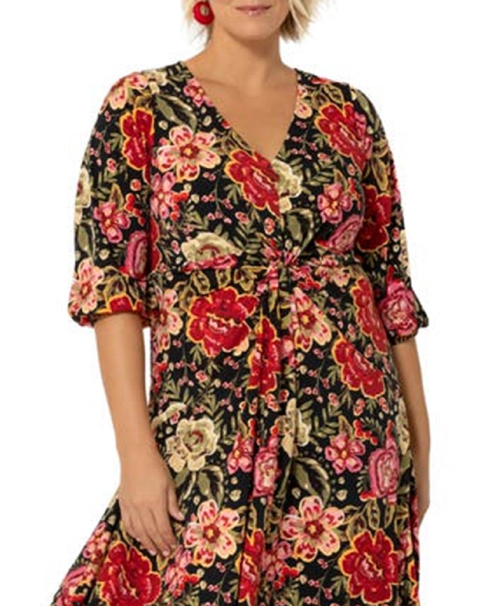 Vestido feminino Leota Tanya com estampa floral vermelho