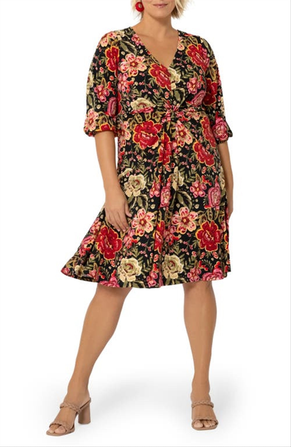 Vestido feminino Leota Tanya com estampa floral vermelho