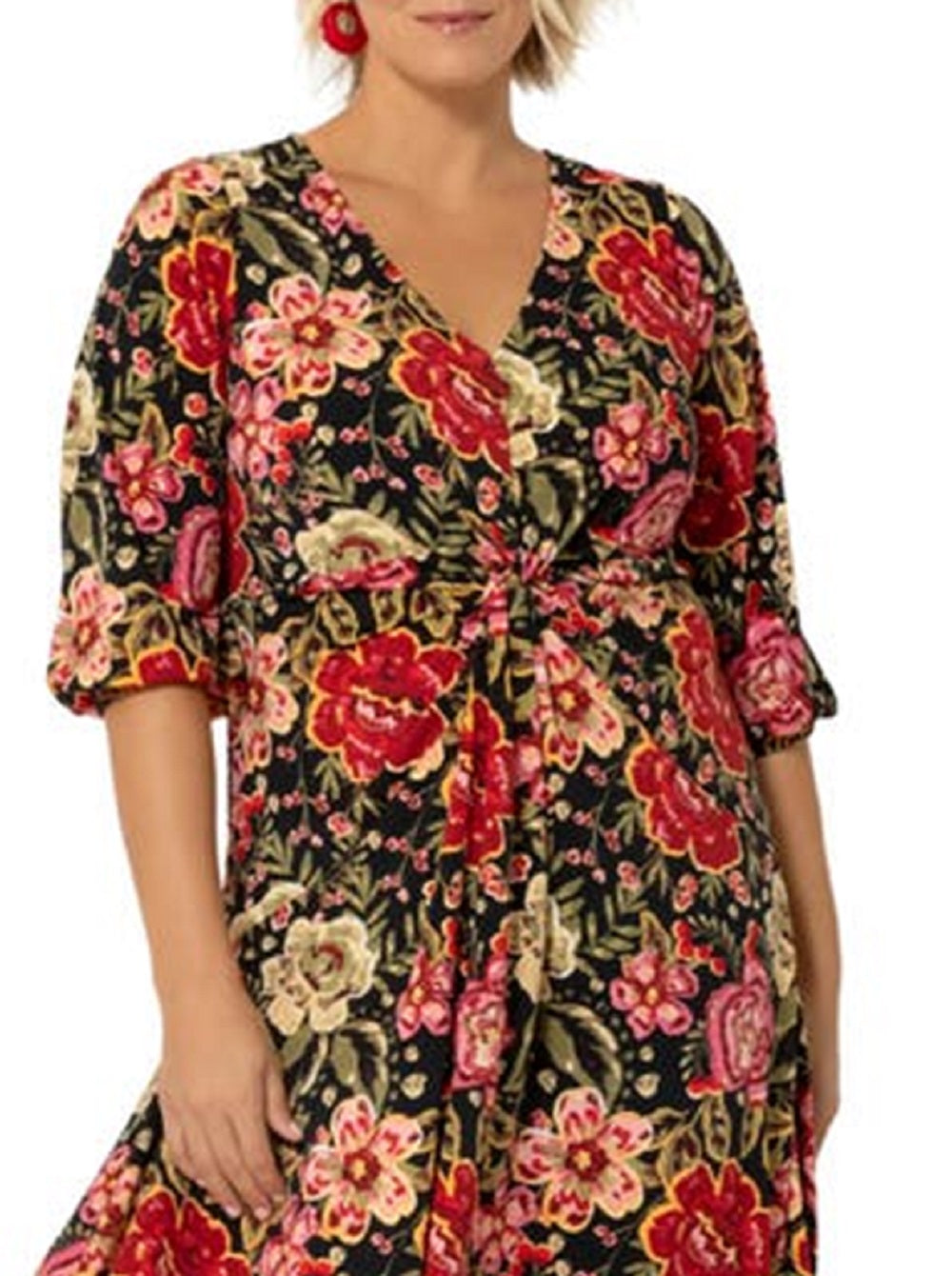 Vestido feminino Leota Tanya com estampa floral vermelho