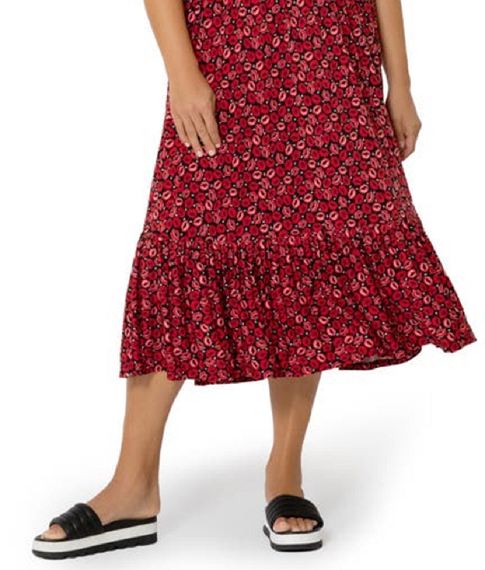 Vestido Kelly com babados e bainha vermelha da Leota Women's