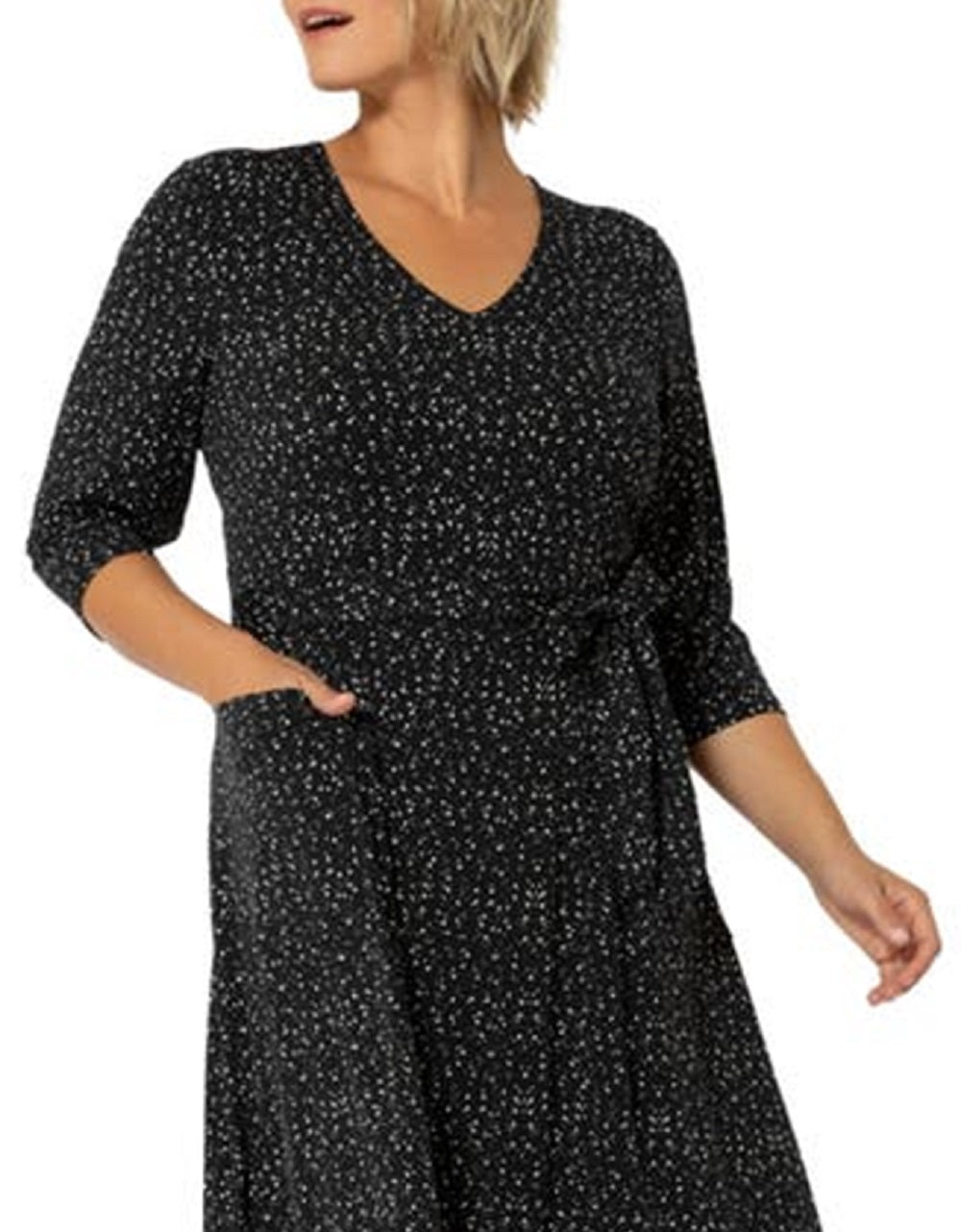 Vestido Eliza com cinto atualizado para mulheres Leota, preto, tamanho 3X