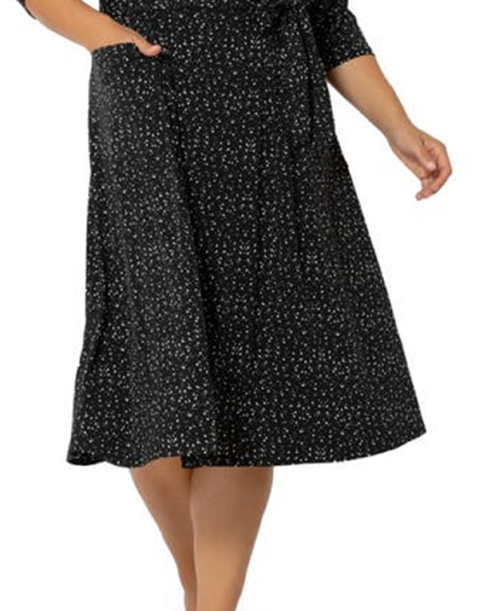 Vestido Eliza com cinto atualizado para mulheres Leota, preto, tamanho 3X